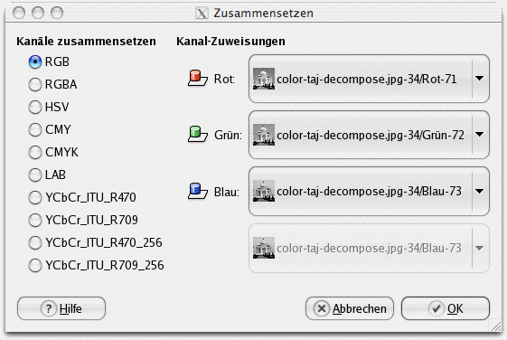 Eigenschaften für das Filter Zusammensetzen